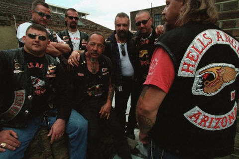 Sonny Barger, patriarch of the Hell's Angels, with some of his biker buddies